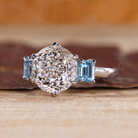 IGI certified lab diamond ring with six claw prongs.