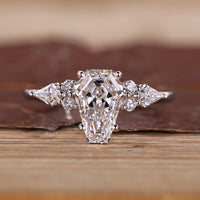 Coffin Cut Diamond Ring Side Stones Setting.