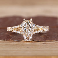 Coffin cut diamond ring double row pave style.