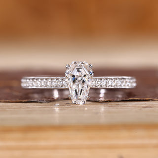 Coffin Cut Diamond Ring A stunning Hidden Halo Pave Style.