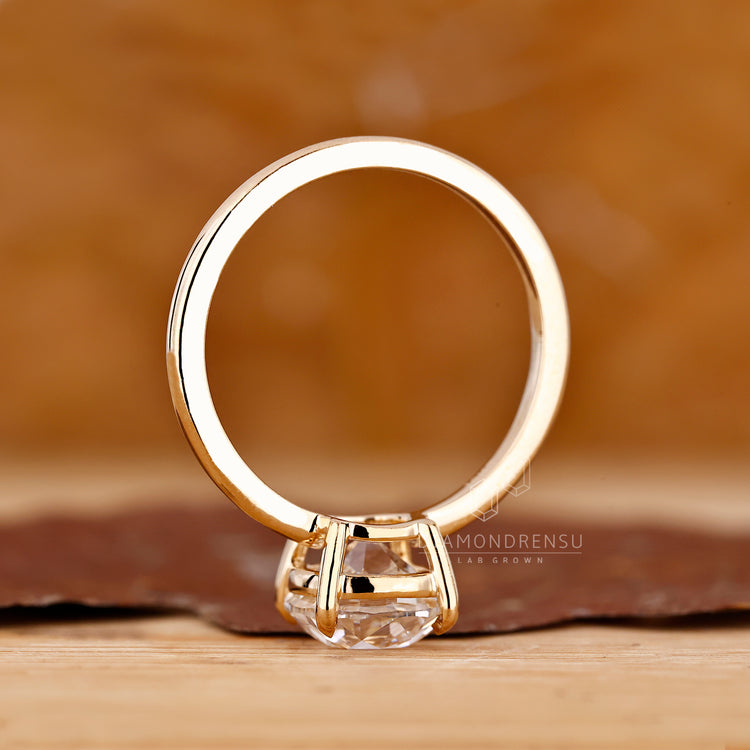 Cushion old cut diamond ring handmade four claw set.