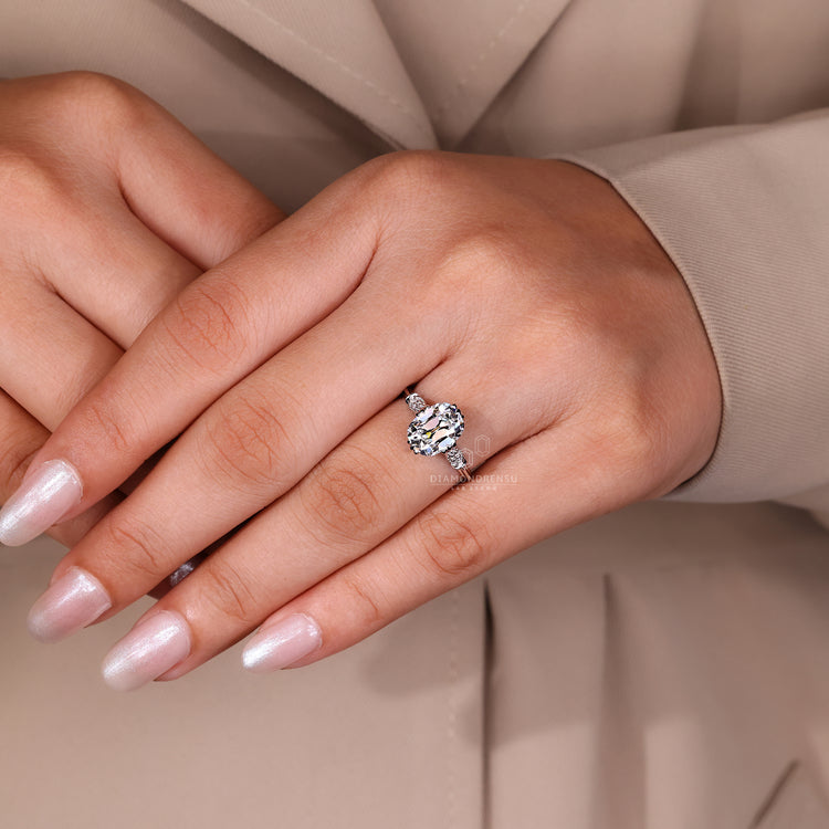 IGI certified Cushion Old European Cut diamond ring.