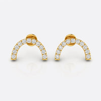 Semi-Circle Lab-Grown Diamond Stud + Solid Gold Earrings