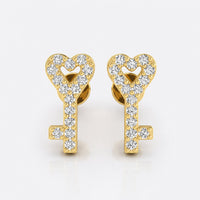 Love is The Key Lab-Grown Diamond Stud + Solid Gold Earrings