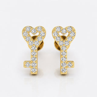 Love is The Key Lab-Grown Diamond Stud + Solid Gold Earrings