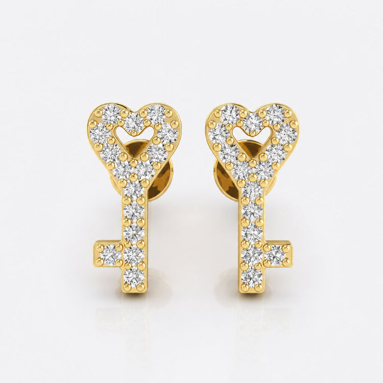Love is The Key Lab-Grown Diamond Stud + Solid Gold Earrings