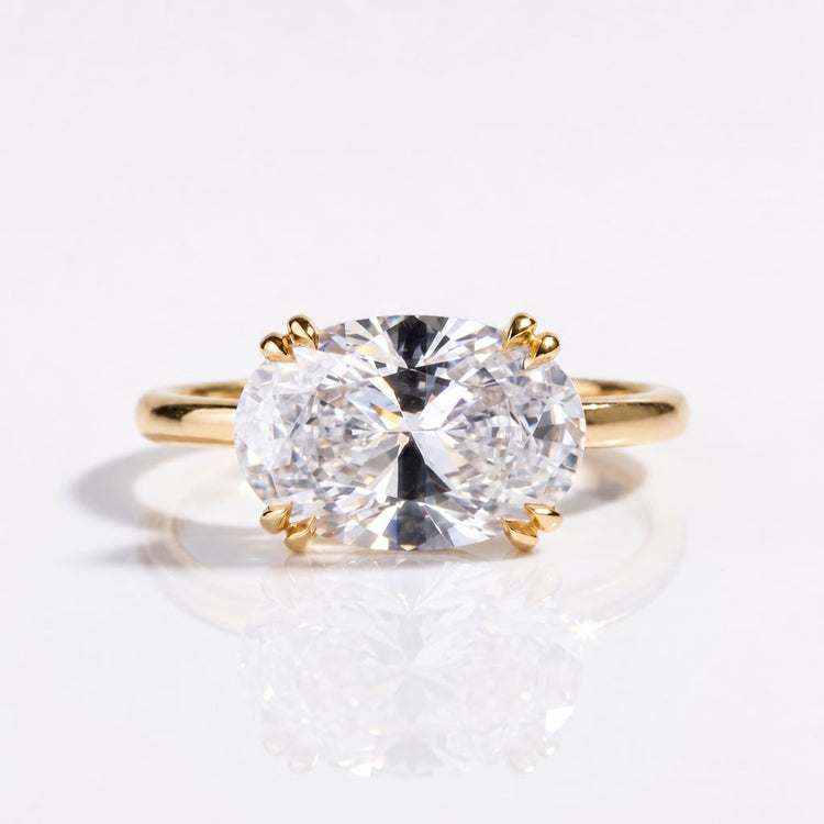 Oval Cut Lab-Grown Diamond East-West Hidden Halo Ring 3 CT