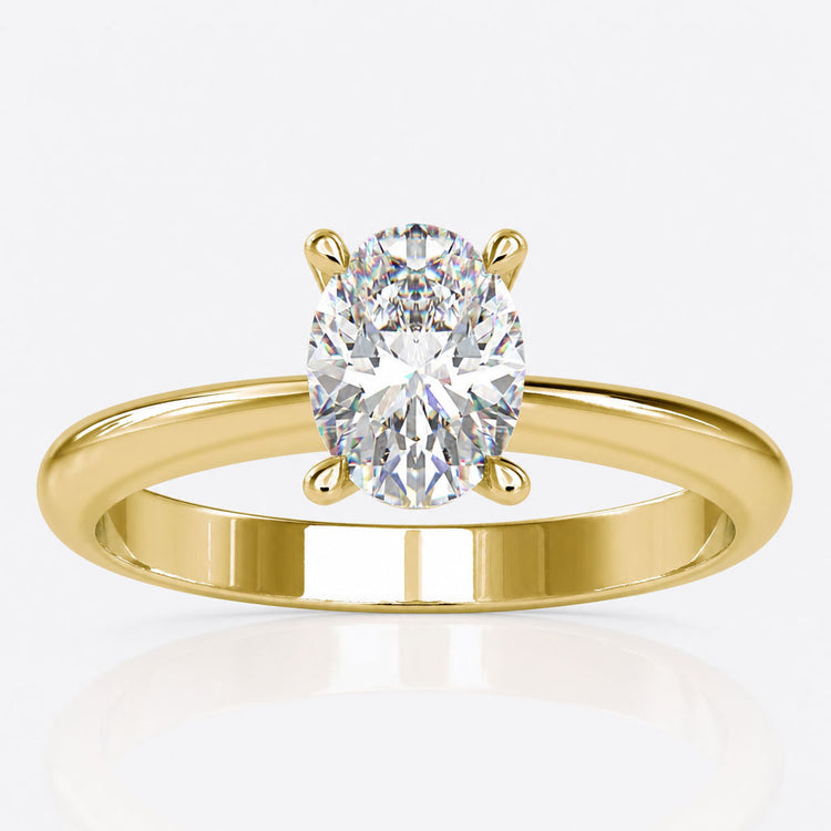 Oval Cut Lab-Grown Diamond Four Prong Solitaire Ring
