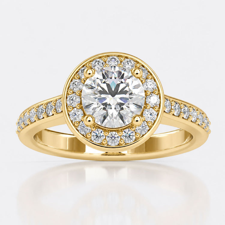 1.58 TCW Round Brilliant Cut Colorless Moissanite Halo Engagement Ring