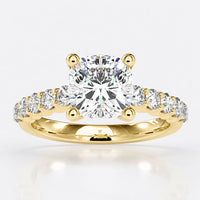 Cushion Cut Diamond Ring With Pave Design