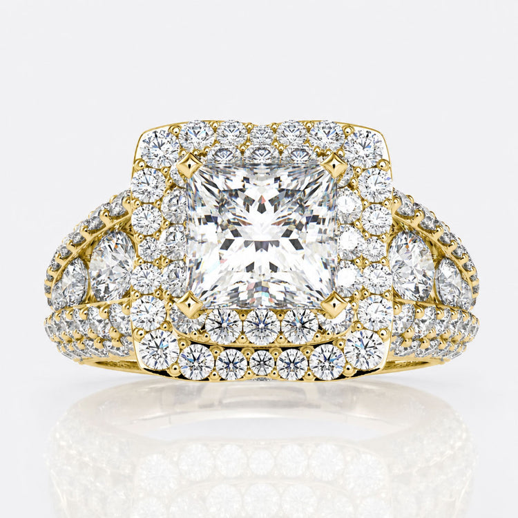 Princess Cut Diamond Engagement Ring with Elegant Halo Setting