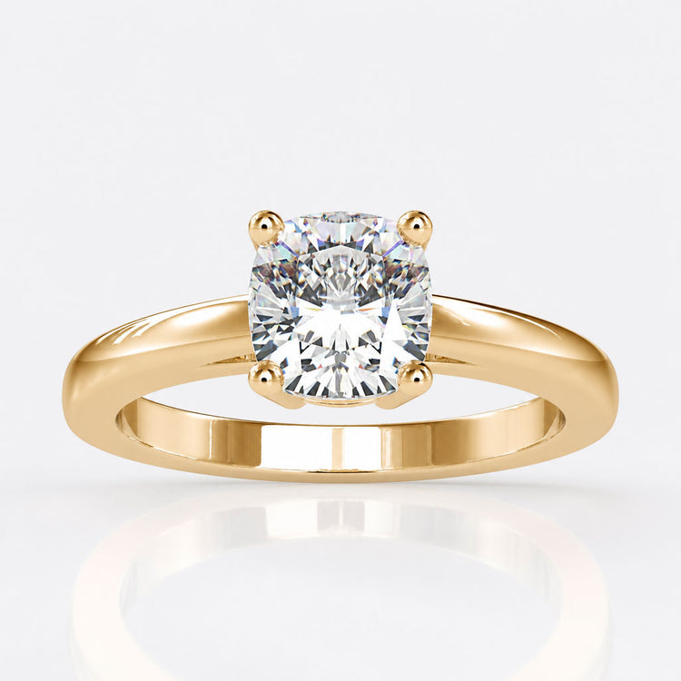 Cushion Cut Lab-Grown Diamond Four Prong Solitaire Ring