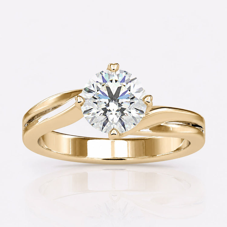 Round Cut Diamond Ring with Stunning Twisted Engagement Style
