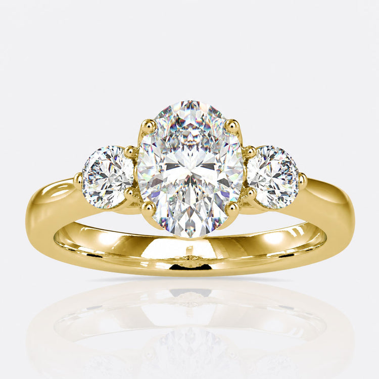 Oval Lab-Grown Diamond Four Prong Three Stone Ring 1 – 3 CT