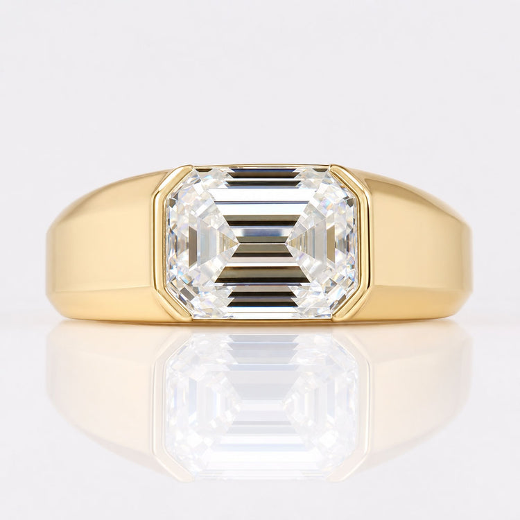 2.37 CT Emerald Cut Moissanite Half Bezel Solitaire Ring