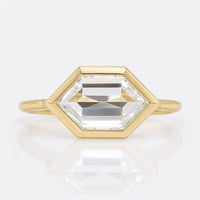 1.55 CT Hexagon Rose Cut East to West Moissanite Solitaire Ring