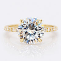2.36 TW Round Brilliant Cut Pave Set Moissanite Engagement Ring