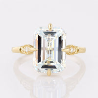4.21 TCW Emerald Cut Antique Vintage Moissanite Engagement Ring