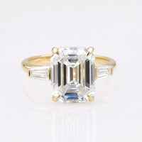 Emerald Baguette Cut Moissanite Three Stone Ring 3 CT