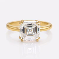 Double Claw Prong 2.95 CT Asscher Cut Moissanite Solitaire Engagement Ring