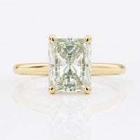 Radiant Cut Grey Green Moissanite Solitaire Ring 2.3 CT