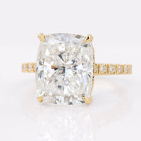 5.37 TCW Cushion Cut Classic Moissanite Halo Pave Set Engagement Ring