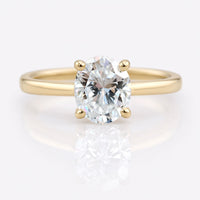 Classic Comfort Fit Cathedral Oval Cut Moissanite Engagement Ring