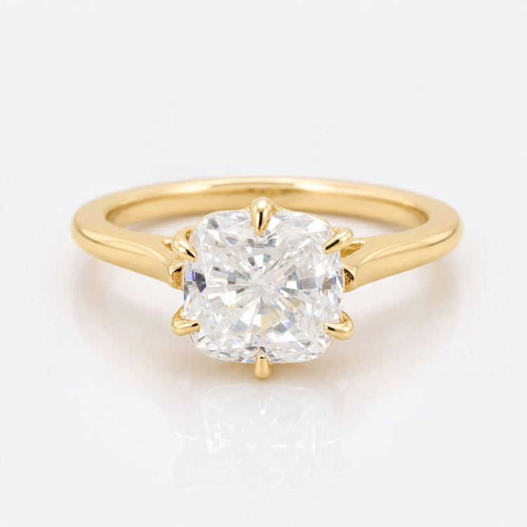 2.01 CT Cushion Cut Six Prong Solitaire Moissanite Engagement Ring