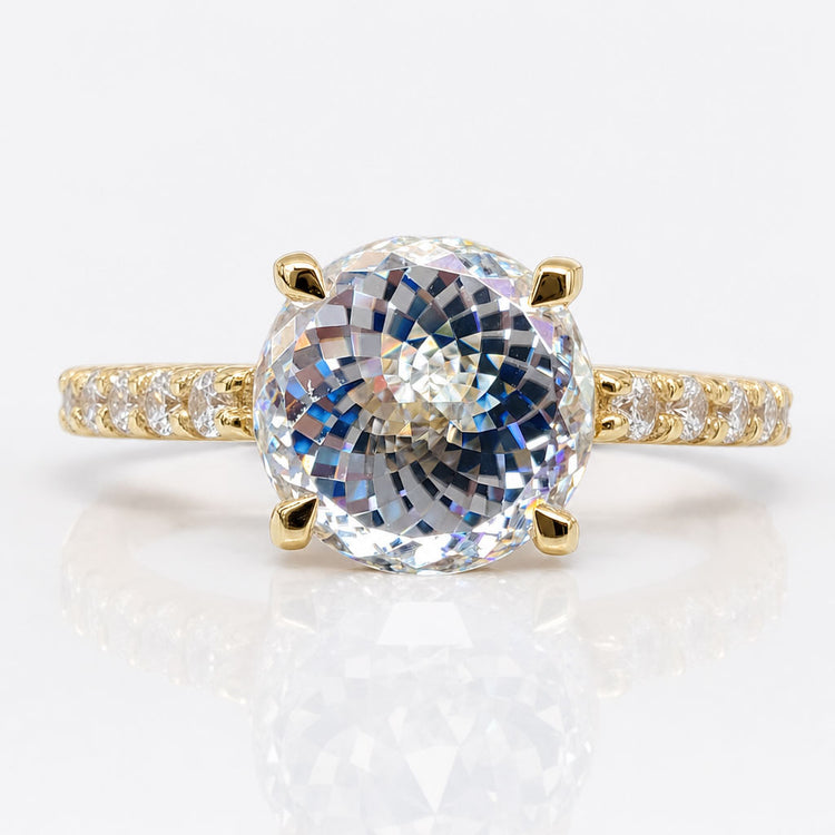 Beautiful Clear 4.25 TW Portuguese Cut Unique Moissanite Engagement Ring
