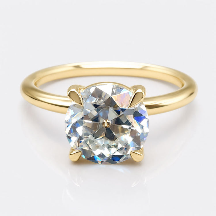 Claw Prong Basket Setting Round OEC Cut Colorless Moissanite Engagement Ring