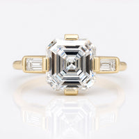 Asscher Moissanite Tapered Baguette Classic Three Stone Ring