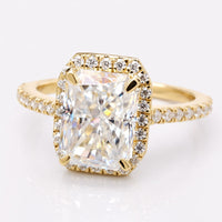 Radiant Cut Moissanite Petite Pavé Hidden Halo Ring 1.8 CT