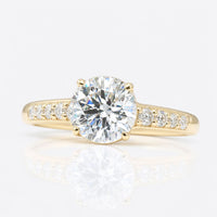 Round Brilliant Cut Moissanite Tapered Pavé Ring 1.3 CT