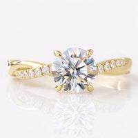 Round Cut Moissanite Petite Pave Rope Ring 1 CT