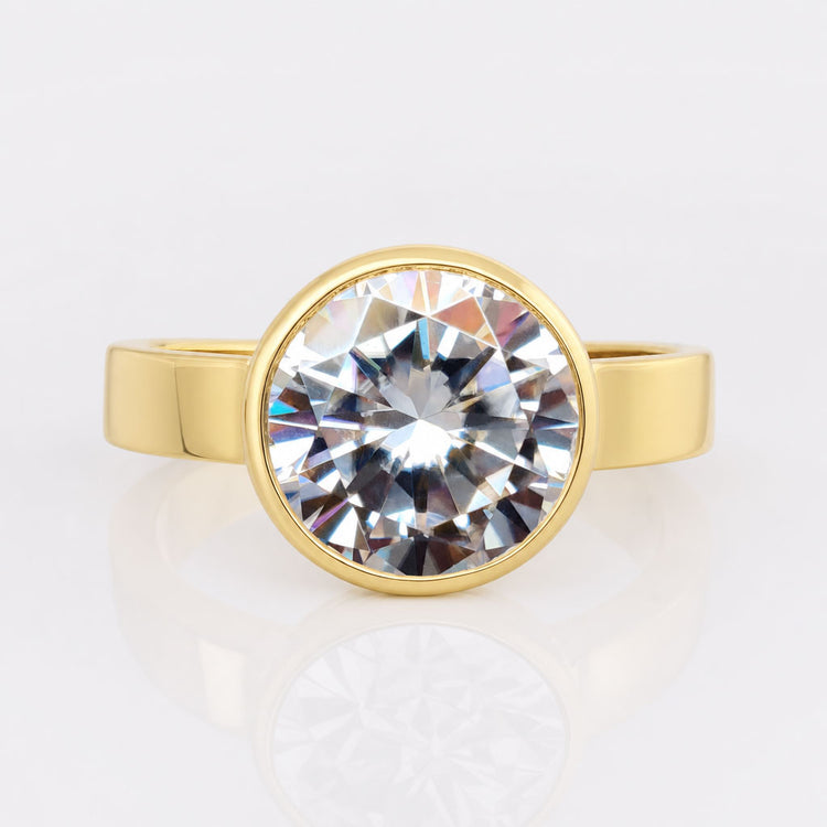 3.47 CT Round Hearts and Arrows Colorless Moissanite Ring