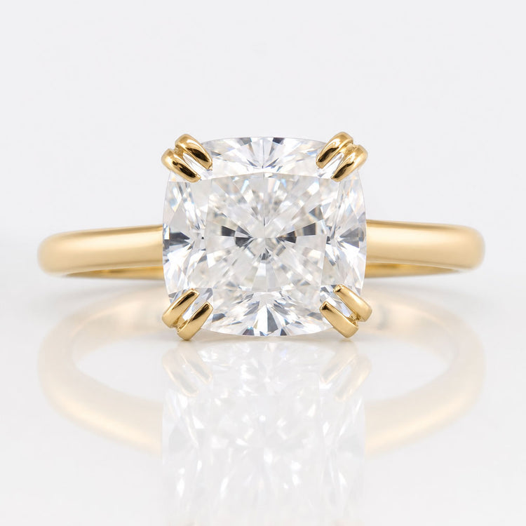 Classic 3.00 CT Cushion Solitaire Moissanite Engagement Ring