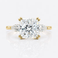 3.41 CT Radiant Pear Three Stone Moissanite Wedding Ring