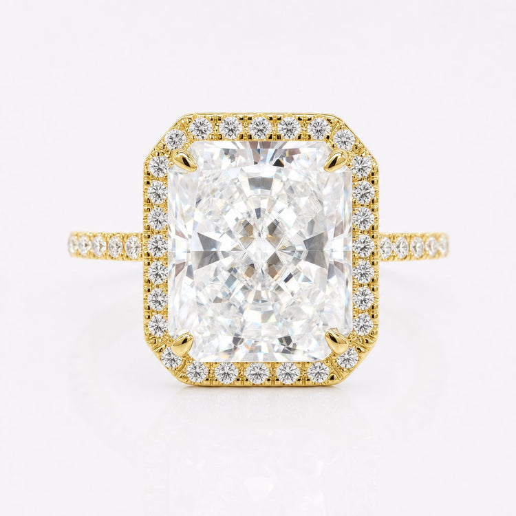 6.26 TW Radiant Cut Amazing Pave Halo Moissanite Engagement Ring