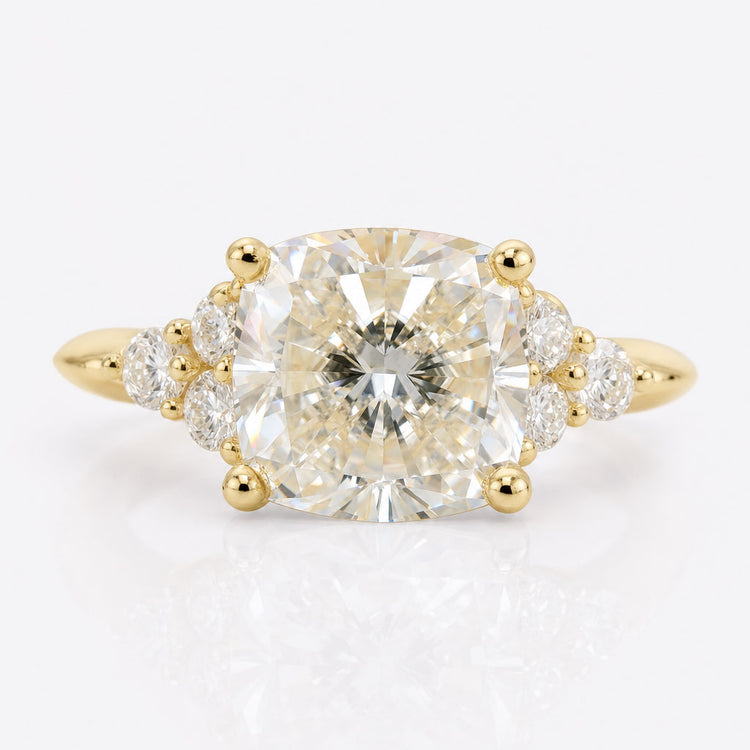 Muse Engagement Ring. 3.54 CT Cushion Light Yellow Moissanite Engagement Ring