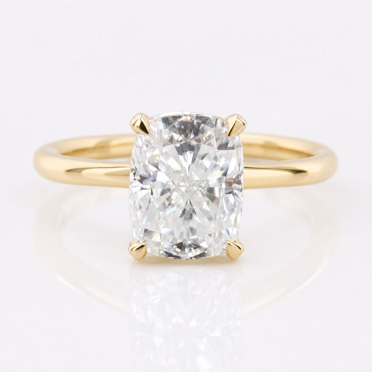 1.97 TCW Cushion Cut Moissanite Hidden Halo Engagement Ring