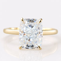 Cushion Cut Colourless Moissanite Cathedral Solitaire Ring