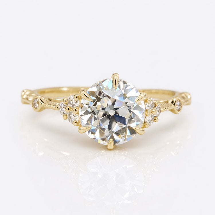 1.53 TCW Round Old European Cut Vintage Style Moissanite Engagement Ring