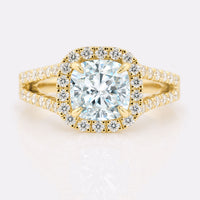 Cushion Cut Moissanite Split Shank Halo Ring 2.0 TCW