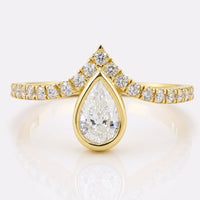 0.77 TCW Pear Cut Upside Down Bezel Set Moissanite Ring