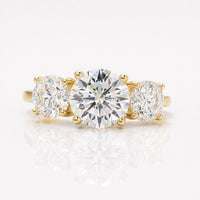 Round Brilliant Colourless Moissanite Three Stone Ring 3.2 CT