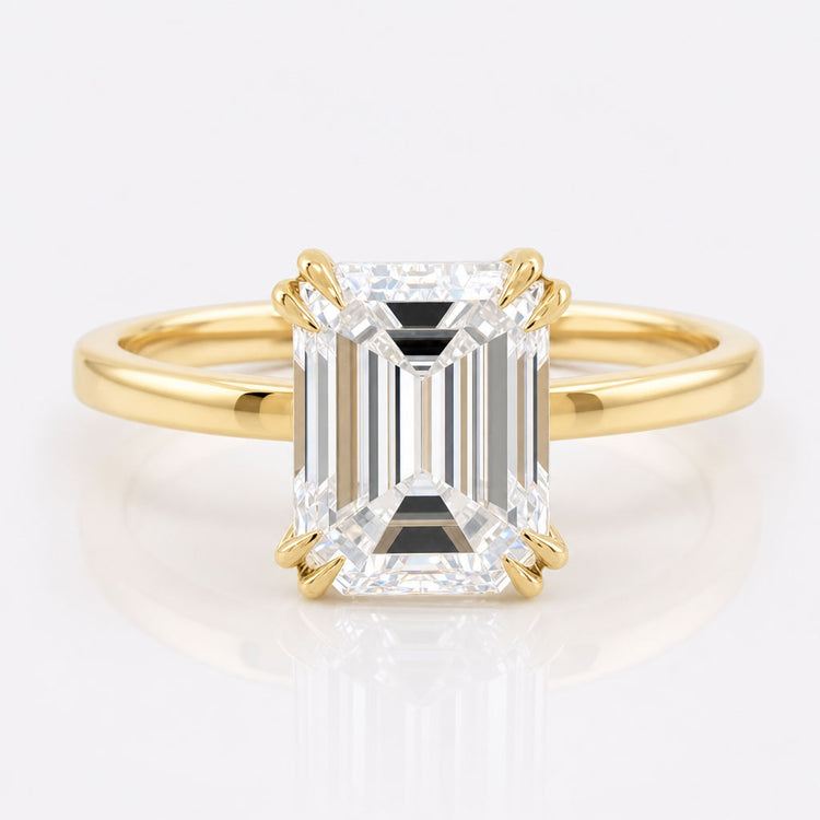 3.00 CT Emerald Cut Claw Prongs Colorless Moissanite Solitaire Engagement Ring