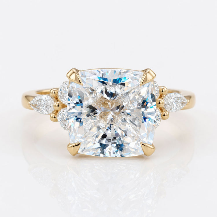 4.89 TCW Cushion Brilliant Cut Moissanite Muse Engagement Ring