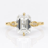 2.31 TCW Emerald Step Cut Antique Vintage Moissanite Engagement Ring