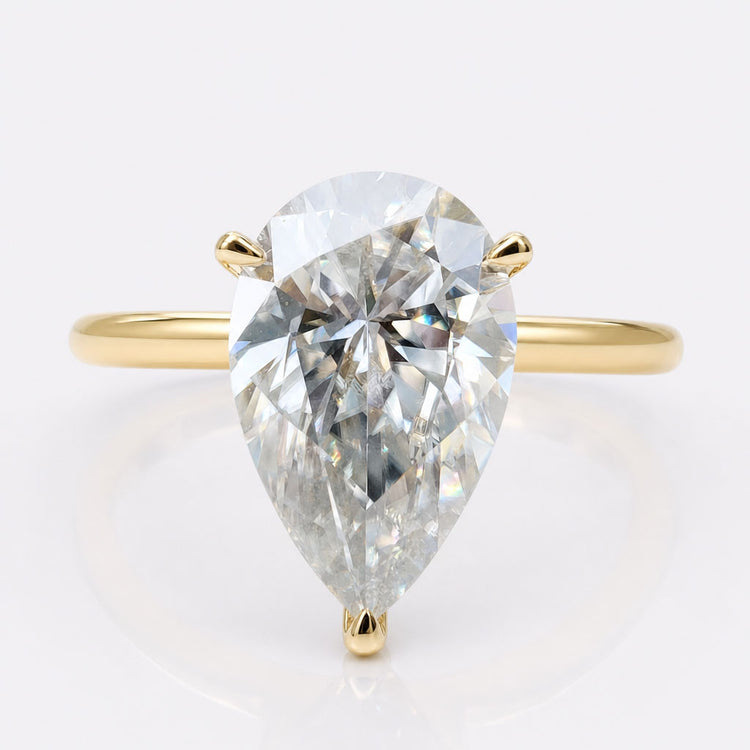 3.99 TCW Pear-Cut Hidden Halo Open Gallery Moissanite Engagement Ring