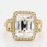 5.10 TCW Cushion Cut Old European Cut Moissanite Halo Engagement Ring